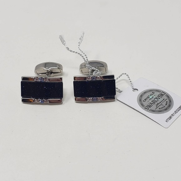 Swarovski Other - Swarovski Crystal Cufflinks Silver Tone Dark Blue
